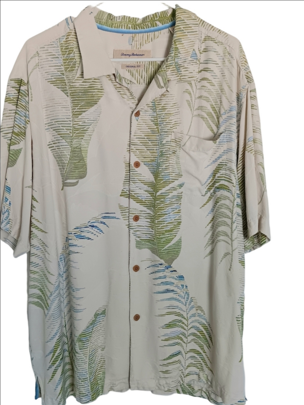 Tommy Bahama Cream 100% Silk Short-Sleeve Shirt